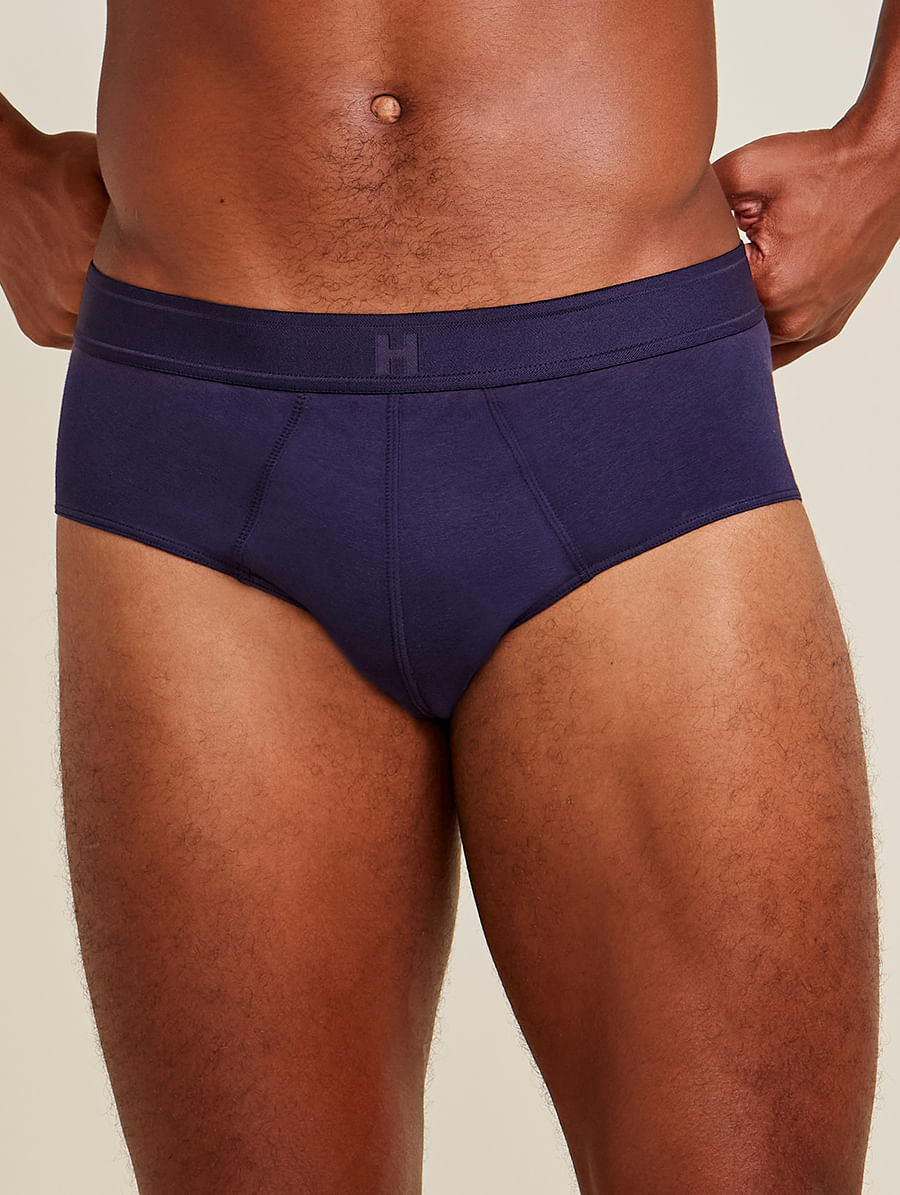 Cueca Slip Em Algodão Azul Marinho Indigo